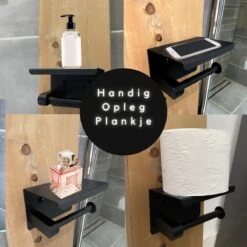 WC Rolhouder - Zelfklevend Toiletrolhouder Met Plankje - WC Papier Houder Zonder Boren - WC Rolhouder Met Plankje - Toiletrolhouder - Toiletrolhouder Zwart - Fienosa -Merkloos Shop 1200x1200 269