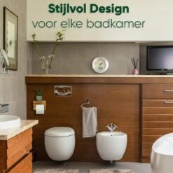JoFlow® Toiletrolhouder Met Plankje | Wc Rolhouder Staand | Bamboe Badkamer Accessoires | Montage Met Schroeven En/of 3M Plakstrips -Merkloos Shop 1200x1200 287