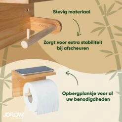 JoFlow® Toiletrolhouder Met Plankje | Wc Rolhouder Staand | Bamboe Badkamer Accessoires | Montage Met Schroeven En/of 3M Plakstrips -Merkloos Shop 1200x1200 288