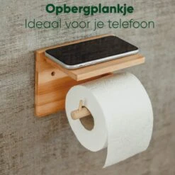 JoFlow® Toiletrolhouder Met Plankje | Wc Rolhouder Staand | Bamboe Badkamer Accessoires | Montage Met Schroeven En/of 3M Plakstrips -Merkloos Shop 1200x1200 292