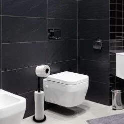 MM Brands WC Rolhouder - Toiletrol Houder Staand - WC Papier Rollenhouder Zonder Boren - Zwart -Merkloos Shop 1200x1200 31
