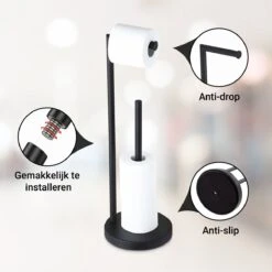 VDN Stainless Wc Rolhouder Staand - Wc Rolhouder Zwart - Toiletrolhouder En Reserverolhouder - RVS - Geschikt Voor 3+1 WC Papier Rollen - 2 In 1 -Merkloos Shop 1200x1200 341