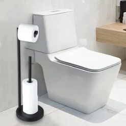 VDN Stainless Wc Rolhouder Staand - Wc Rolhouder Zwart - Toiletrolhouder En Reserverolhouder - RVS - Geschikt Voor 3+1 WC Papier Rollen - 2 In 1 -Merkloos Shop 1200x1200 343