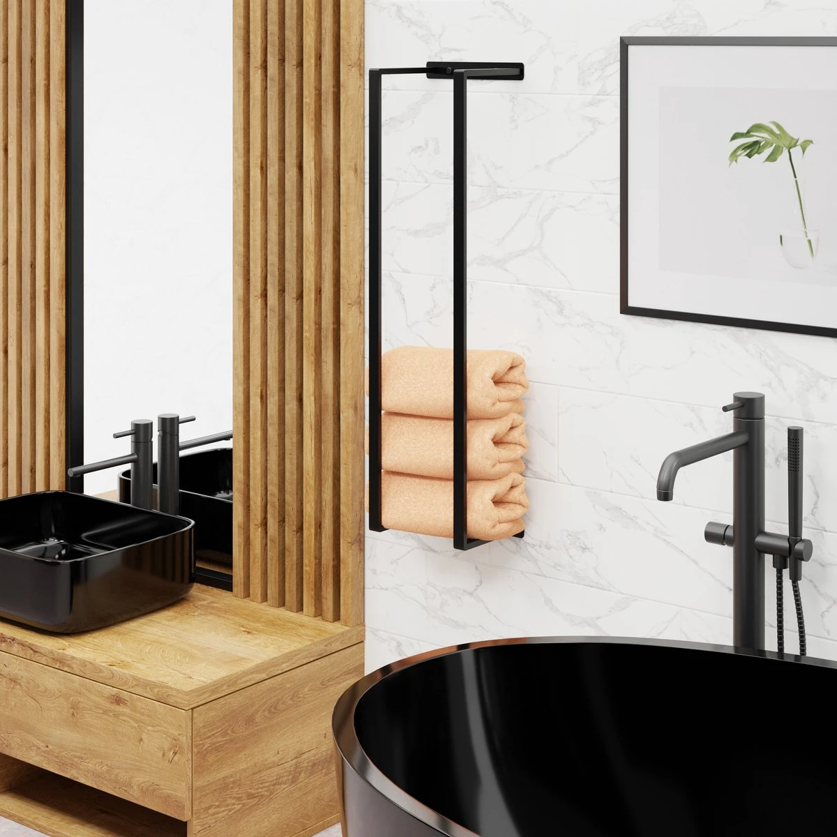 Handdoekrek 95x25x20 - Handdoekstang - Badkamer En Keuken - Industrieel - Mat Zwart - RVS 5 Handdoekrek 95x25x20 - Handdoekstang - Badkamer En Keuken - Industrieel - Mat Zwart - RVS - Afbeelding 3