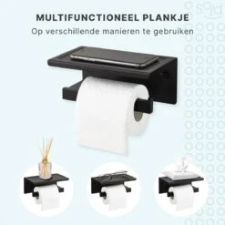 Toiletrolhouder Met Planchet - WC Rolhouder - Badkameraccessoires - Mat Zwart - 18,5x11 Cm -Merkloos Shop 1200x1200 38