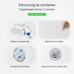 4x Handdoekhaakjes (Zelfklevend) Van RVS Zilver – Zelfklevende Haakjes – Wandhaak – Handdoekhouder – Ophanghaken Voor Keuken Of Badkamer (Accessoires) -Merkloos Shop 1200x1200 423