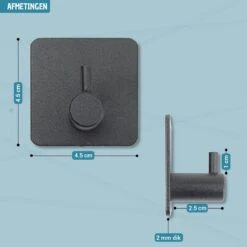 Vannons - Handdoekhaakjes - Zelfklevende Haakjes - Set Van 6 Haakjes - RVS - Zwart -Merkloos Shop 1200x1200 432