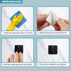 Vannons - Handdoekhaakjes - Zelfklevende Haakjes - Set Van 6 Haakjes - RVS - Zwart -Merkloos Shop 1200x1200 437