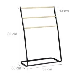 Relaxdays Handdoekrek Badkamer - Handdoekenrek Staand - Handdoekhouder - Metaal - 3 Roedes -Merkloos Shop 1200x1200 456