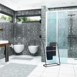 Relaxdays Handdoekrek Badkamer - Handdoekenrek Staand - Handdoekhouder - Metaal - 3 Roedes -Merkloos Shop 1200x1200 457