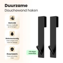 NovaQ Handoekhaakjes - Handoekhouder- Zwart - Douchewand Haak - Set Van 2 Stuks -Merkloos Shop 1200x1200 463