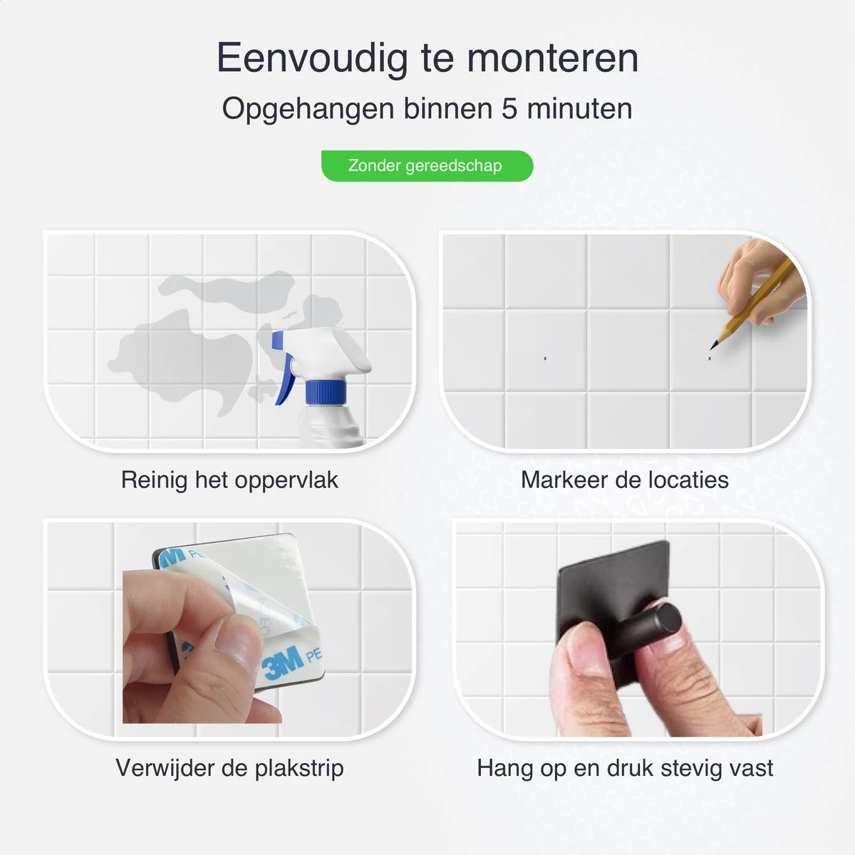 4x Handdoekhaakjes (Zelfklevend) Van RVS Zwart – Zelfklevende Haakjes – Wandhaak – Handdoekhouder – Ophanghaken Voor Keuken Of Badkamer 7 4x Handdoekhaakjes (Zelfklevend) Van RVS Zwart – Zelfklevende Haakjes – Wandhaak – Handdoekhouder – Ophanghaken Voor Keuken Of Badkamer - Afbeelding 5