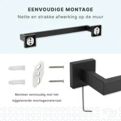 Handdoekrek - RVS - Badkameraccessoires - Keukenaccessoires - Mat Zwart - 40 Cm -Merkloos Shop 1200x1200 536