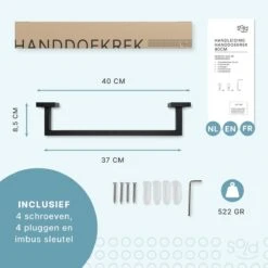 Handdoekrek - RVS - Badkameraccessoires - Keukenaccessoires - Mat Zwart - 40 Cm -Merkloos Shop 1200x1200 539