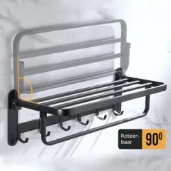 Handdoekrek – Handdoekenrek Badkamer – Badkamerrek – Doucherek – Handdoekhouder – Handdoekrek Badkamer – 60cm – Zwart -Merkloos Shop 1200x1200 542