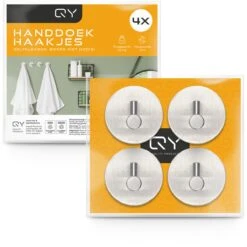 Handdoekhaakjes Set Zelfklevend - Badkamer Accessoires - Keuken Accessoires - Handdoekhouders Voor Badkamer En Keuken - 4 Stuks - RVS Blank Geborsteld -Merkloos Shop 1200x1200 552