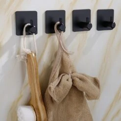 Merkloos Handdoekhaak Set Van 4 Stuks Zonder Boren RVS Zwart Vierkant Zelfklevend Badjas Theedoek Hanger Keuken Badkamer Handdoek Haakjes -Merkloos Shop 1200x1200 561