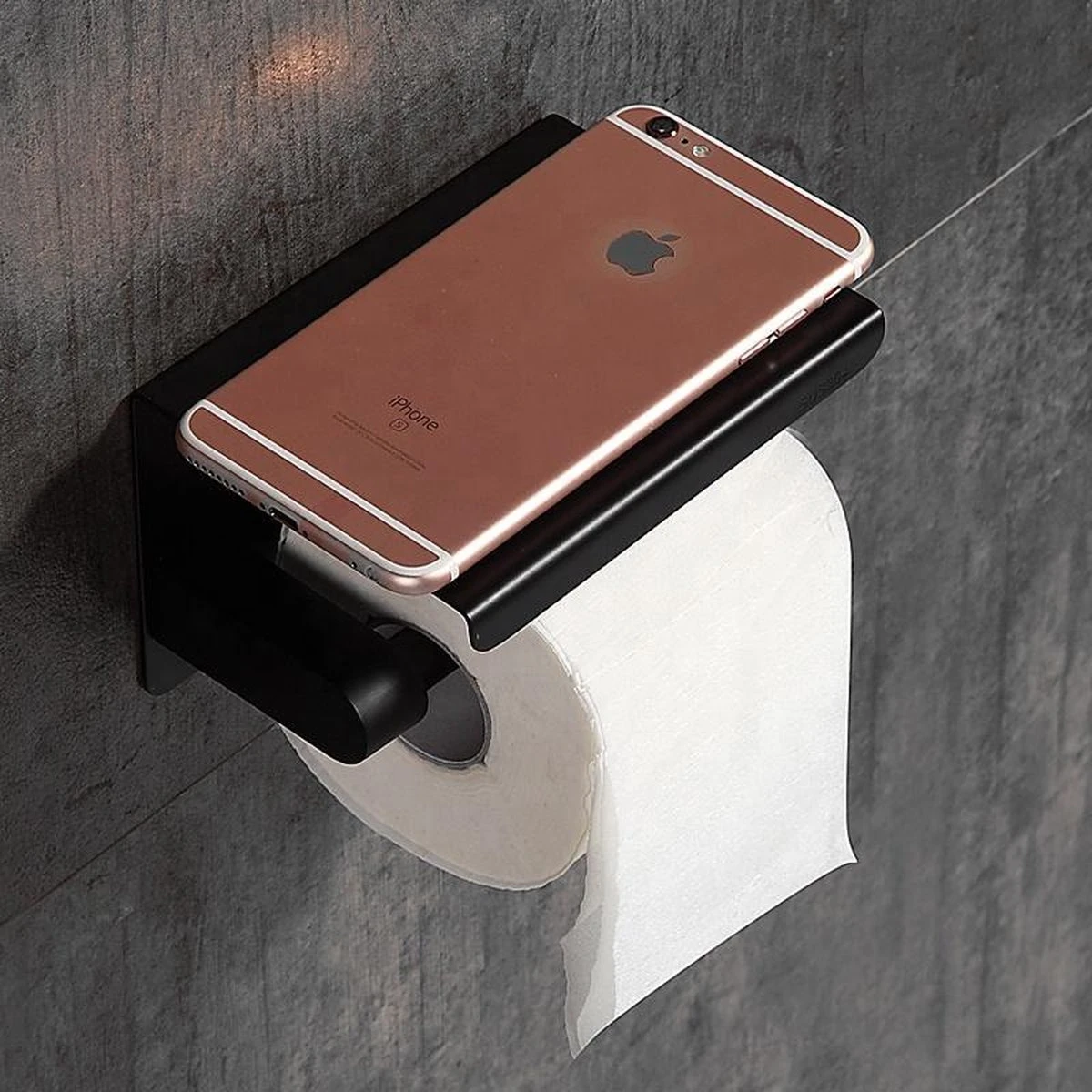 Merkloos TOJ Toiletrolhouder Met Plankje - WC Rolhouder - Toiletrolhouder Zwart - Planchet Badkamer Zwart - Toiletrolhouder - RVS 4 Merkloos TOJ Toiletrolhouder Met Plankje - WC Rolhouder - Toiletrolhouder Zwart - Planchet Badkamer Zwart - Toiletrolhouder - RVS - Afbeelding 2