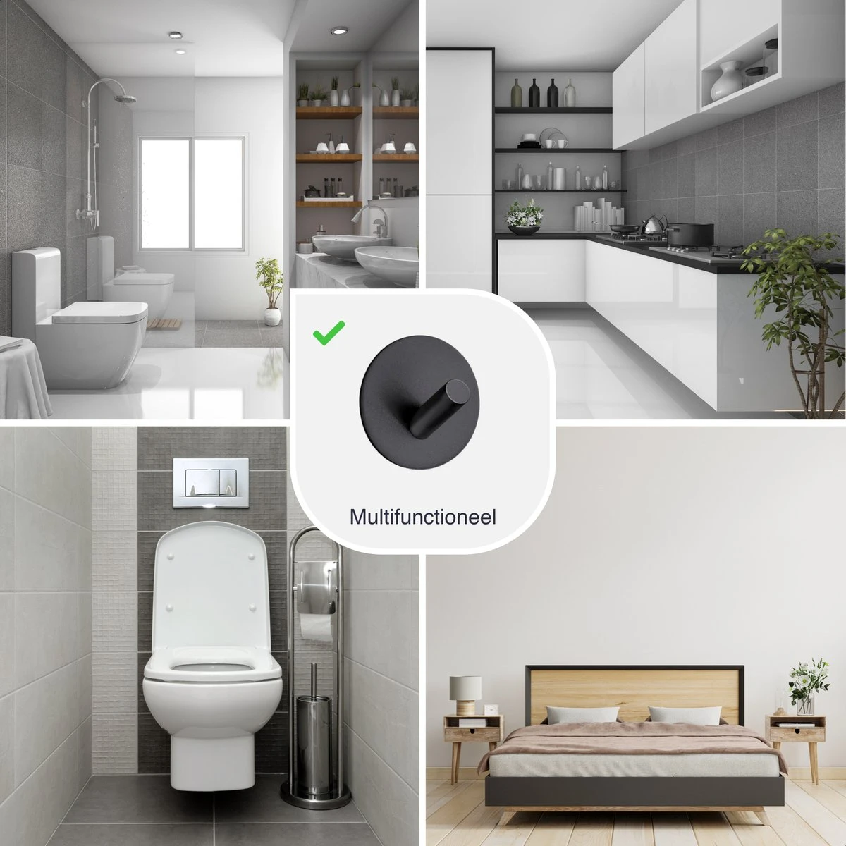 EAVY Handdoekhaakjes Zelfklevend - Set Van 4 Handdoek Haakjes - Wandhaak - Handdoekhouder 9 EAVY Handdoekhaakjes Zelfklevend - Set Van 4 Handdoek Haakjes - Wandhaak - Handdoekhouder - Afbeelding 7