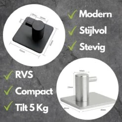Handdoekhaak Set Zonder Boren RVS Vierkant Zelfklevend - Badjas - Theedoek Hanger - Keuken - Badkamer - Handdoek Haakjes 19 Handdoekhaak Set Zonder Boren RVS Vierkant Zelfklevend - Badjas - Theedoek Hanger - Keuken - Badkamer - Handdoek Haakjes -Merkloos Shop 1200x1200 641