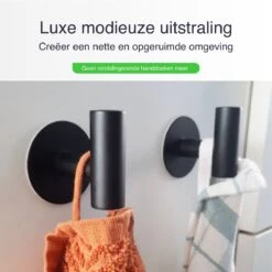 EAVY 2 Stuks Zelfklevende Handdoekhaakjes - Handdoekhouders - Plakhaakjes - Zwart -Merkloos Shop 1200x1200 651