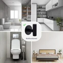 EAVY 2 Stuks Zelfklevende Handdoekhaakjes - Handdoekhouders - Plakhaakjes - Zwart -Merkloos Shop 1200x1200 652