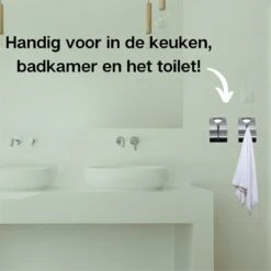 Waal© 2 Stuks RVS Handdoekhouders Zilver - Zelfklevend - Handdoek Klem - Handdoek Haak -Merkloos Shop 1200x1200 669