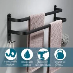 Vannons - Handdoekrek - Handdoekrek Badkamer - 2 Handdoeken - Zwart -Merkloos Shop 1200x1200 676