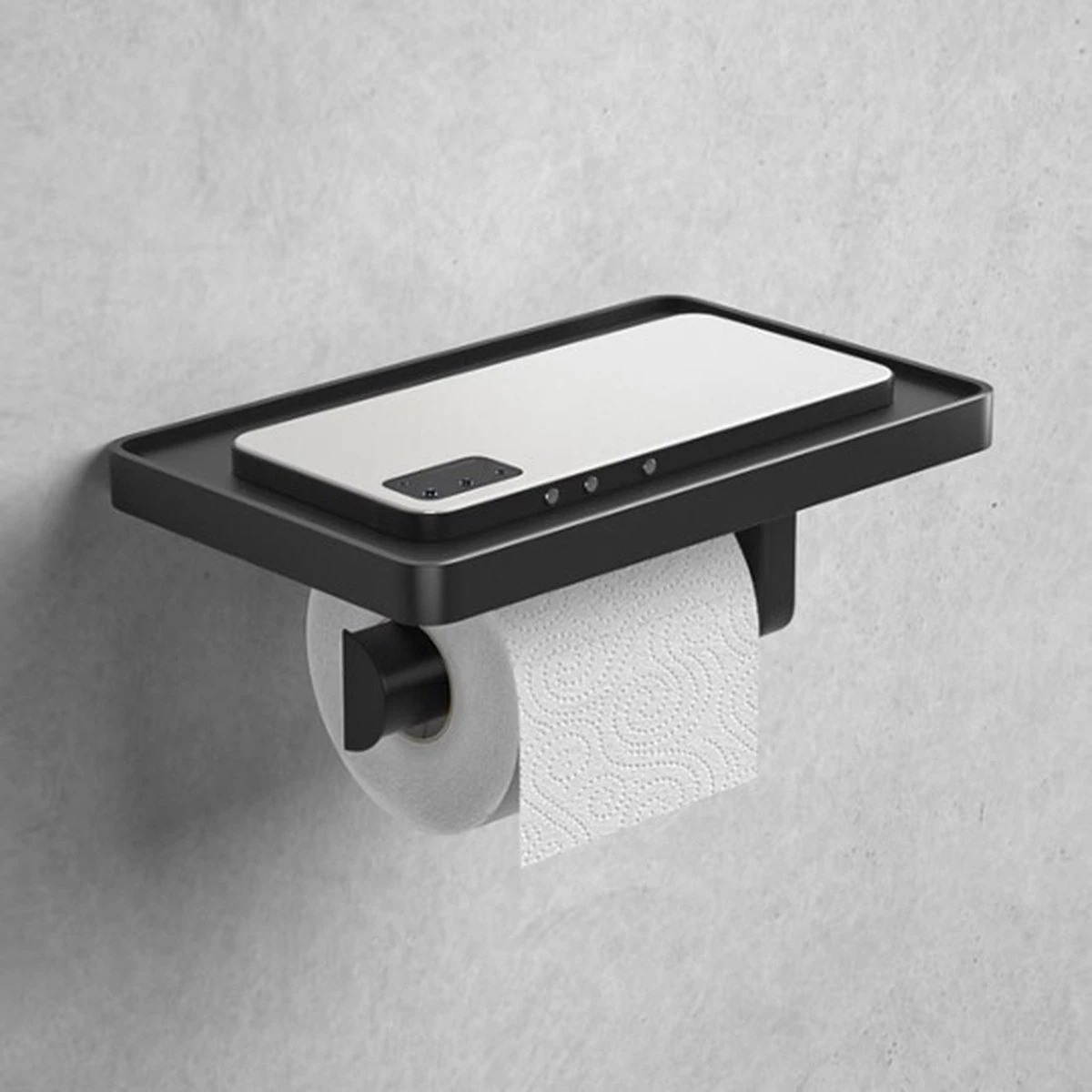 SaniRay Toiletrolhouder Met Telefoonhouder - Toiletrolhouder Met Planchet Voor Telefoon - Kunststof - WC Rolhouder Met Plankje Voor Telefoon. 5 SaniRay Toiletrolhouder Met Telefoonhouder - Toiletrolhouder Met Planchet Voor Telefoon - Kunststof - WC Rolhouder Met Plankje Voor Telefoon. - Afbeelding 3