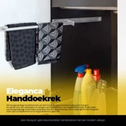 Eleganca Handdoekrek – Handdoekhouder Keuken – Handdoekstang – Ideaal Voor In Keukenkastjes – 44cm Uittrekbaar – 2 Armen – Handdoekrek Badkamer – Inclusief Bevestigingsmateriaal – Hoge Kwaliteit Aluminium – Zilver -Merkloos Shop 1200x1200 723