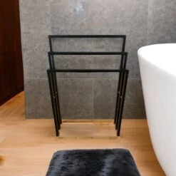 Handdoekrek Badkamer - Handdoekrek - Handdoekladder - Handdoekrek Zonder Boren - Handdoekrek Vrijstaand - Handdoekenrek Badkamer - Handdoekenrek Vrijstaand - Handdoekenrek - Handdoekenladder - Zwart - Hout - Zonder Boren -Merkloos Shop 1200x1200 739