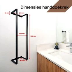 Liviner Stainless Handdoekrek - Handdoekrek Badkamer - Zwart - Handdoekenrek - Handdoekhouder - RVS -Merkloos Shop 1200x1200 740