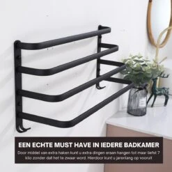 Merkloos Handdoekrek 4-armig | Handdoekrek Badkamer | Handdoekrek Zwart | Handdoekstang | Handdoekhouder | Handdoekenrek | Badkamer Accessoires Zwart | Inclusief Montage | Matte Zwart Collection 2022 -Merkloos Shop 1200x1200 749