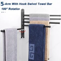 BOTC Handdoekrek - 5-armig Handdoekhouder - Handdoekstang - 180 Graden Verstelbaar - Badkamer - Zwart 11 BOTC Handdoekrek - 5-armig Handdoekhouder - Handdoekstang - 180 Graden Verstelbaar - Badkamer - Zwart -Merkloos Shop 1200x1200 754