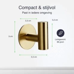 EAVY 2 Stuks Zelfklevende Handdoekhaakjes - Handdoekhouders - Plakhaakjes - Goud -Merkloos Shop 1200x1200 757