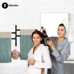 Tolussa Handdoekrek Badkamer Zwart - 38 CM - Handdoekhouder Zwart - Handdoekenrek Badkamer - Draaibaar -Merkloos Shop 1200x1200 782