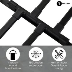 Tolussa Handdoekrek Badkamer Zwart - 38 CM - Handdoekhouder Zwart - Handdoekenrek Badkamer - Draaibaar -Merkloos Shop 1200x1200 784