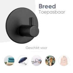 Trendfield Handdoekhaakjes Zelfklevend Rond - 2 Zwarte Handdoek Haakjes - Ronde Handdoekhaak - Zwart -Merkloos Shop 1200x1200 797