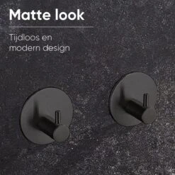 Trendfield Handdoekhaakjes Zelfklevend Rond - 2 Zwarte Handdoek Haakjes - Ronde Handdoekhaak - Zwart -Merkloos Shop 1200x1200 798