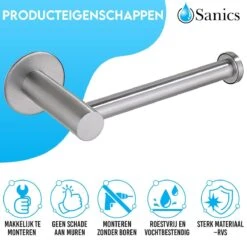 Sanics WC Rolhouder Zonder Boren - Toiletrolhouder Zelfklevend - Closetrolhouder Zilver/RVS -Merkloos Shop 1200x1200 81