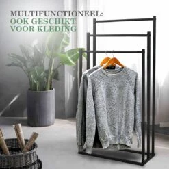MIRI Handdoekrek – Handdoekhouder – Vrijstaand – Zwart – Staand – Metaal – 3 Rails – Zonder Boren – Badkamer / Keuken -Merkloos Shop 1200x1200 837