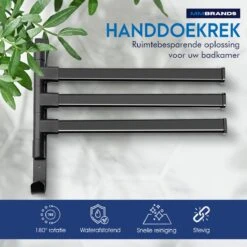 MM Brands Handdoekrek - Handdoekhouder - Badkamer Accessoires - Zelfklevend Handdoekenrek - 3-delig - Zwart - 24 X 6 X 1 CM 12 MM Brands Handdoekrek - Handdoekhouder - Badkamer Accessoires - Zelfklevend Handdoekenrek - 3-delig - Zwart - 24 X 6 X 1 CM -Merkloos Shop 1200x1200 842