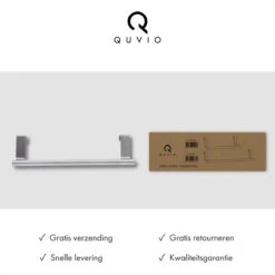QUVIO Theedoekhouder RVS / Past Op Panelen Van Max. 1.8 Cm / Makkelijke Montage Op Een Keukenkastdeur / Stalen Handdoekhouder Voor In De Keuken - Lengte 23.5cm - RVS -Merkloos Shop 1200x1200 858