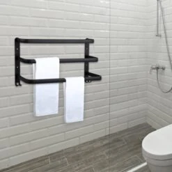 Qualux® Handdoekrek Inclusief Handdoek - 3 Stangen - Badkamer - Handdoekrek Zwart - Handdoekstang - Handdoekhouder - Handdoekenrek -Merkloos Shop 1200x1200 863