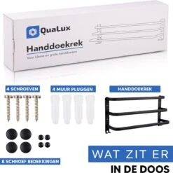 Qualux® Handdoekrek Inclusief Handdoek - 3 Stangen - Badkamer - Handdoekrek Zwart - Handdoekstang - Handdoekhouder - Handdoekenrek -Merkloos Shop 1200x1200 864