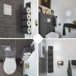 Reserverolhouder Hangend – Toiletrolhouder – Reserve Rolhouder – Zonder Boren – Rolhouder - Muur – Zwart - Antraciet - STOF & SPETTERVRIJ -Merkloos Shop 1200x1200 916