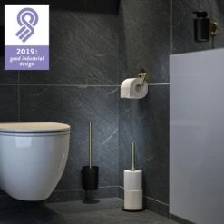 Tiger Tune - Toiletaccessoireset - Toiletborstel Met Houder - Toiletrolhouder Zonder Klep - Handdoekhaak – Messing Geborsteld / Zwart -Merkloos Shop 1200x1200 976