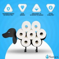 Sanics Reserverolhouder Vrijstaand - Hangend - Wandhouder - Hond - Zwart - Dier -Merkloos Shop 1200x1200 984