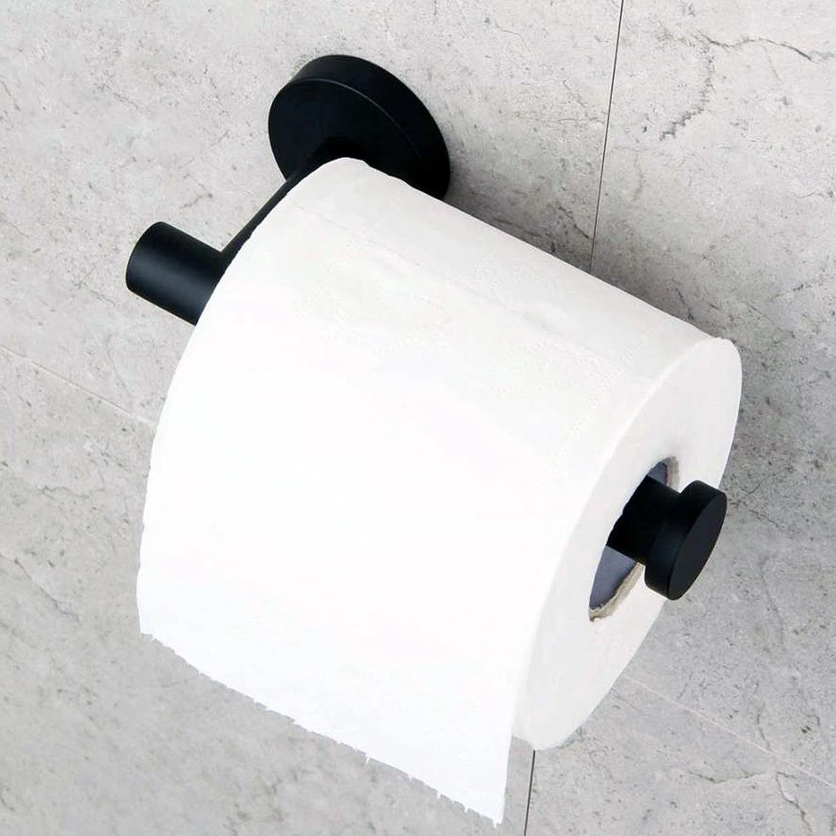 Design Toiletrolhouder - WC Rolhouder - RVS Mat Zwart - Incl. Schroeven 7 Design Toiletrolhouder - WC Rolhouder - RVS Mat Zwart - Incl. Schroeven - Afbeelding 5