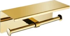 Merkloos TDR - Dubbele Toiletrol Houder - RVS - Met Geïntegreerd Goudkleurig Plankje / Planchet -Merkloos Shop 1200x610